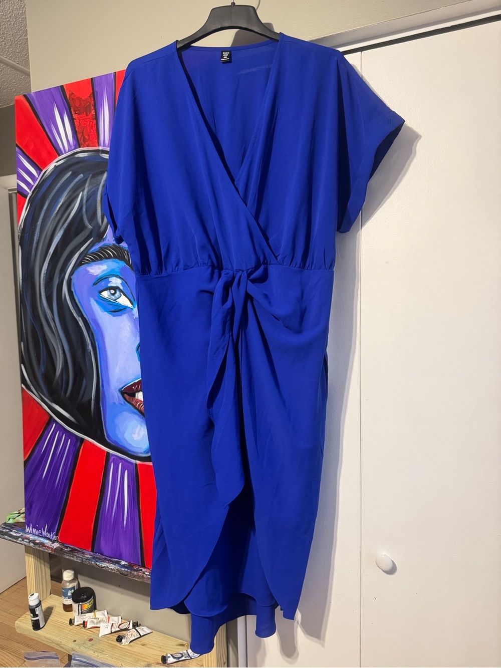 Royal Blue Wrap-Style Dress 4X